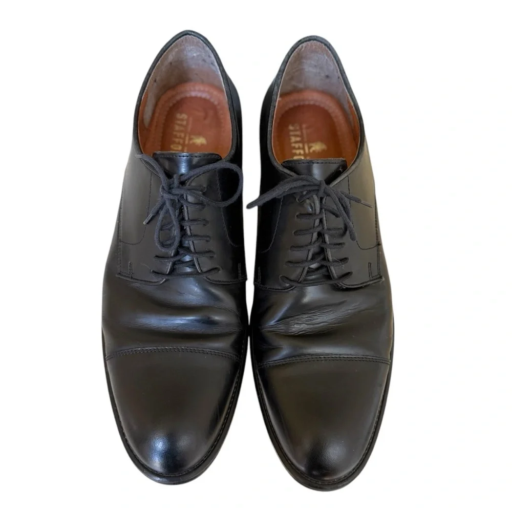 Stafford Tailored Culture‎ Oxfords Dress Shoes Black Leather Size 12